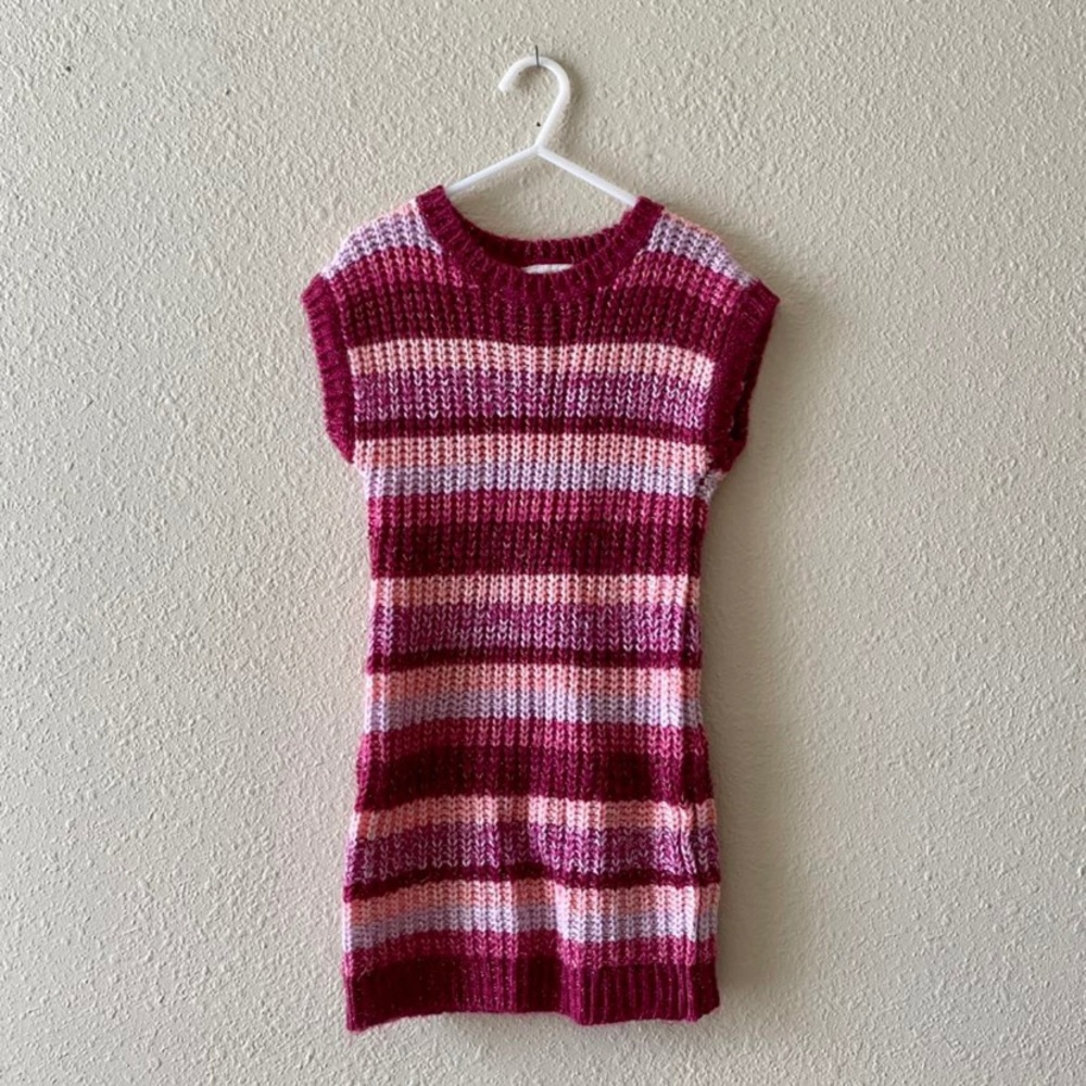 Crazy 8 Toddler Girl 4T Pink Striped Fuzzy Sweater Dress